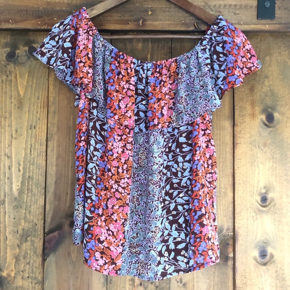 Anthropologie Maeve Vallita Floral Off Shoulder Ruffle Top. Size: XSmall. - Picture 4 of 10